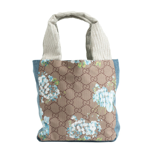 Small Tote Crossbody (Bronze GG Lattice Floral & Two-Tone Denim)