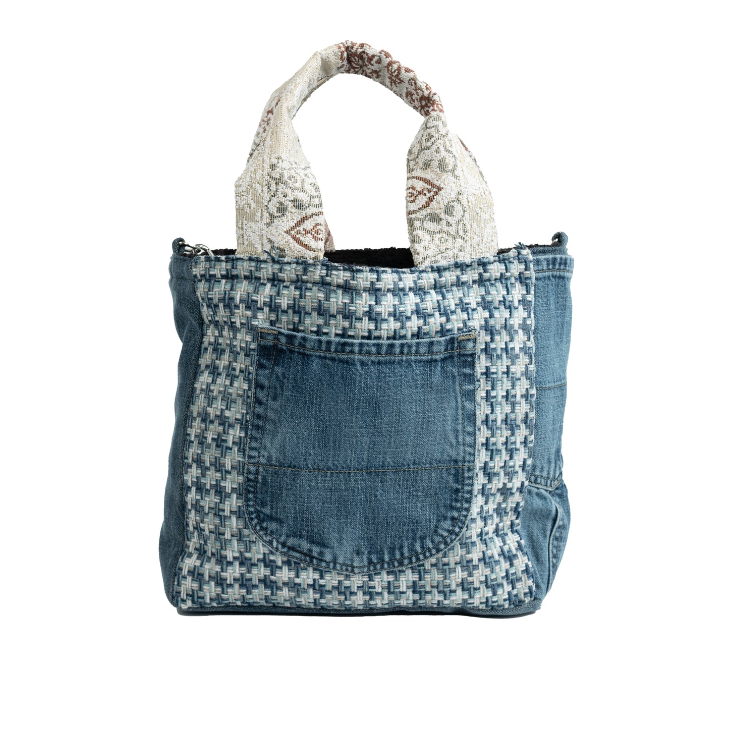 Small Tote Crossbody (Brown Corduroy Blue Pocket & Blue Weave Jean Pocket)