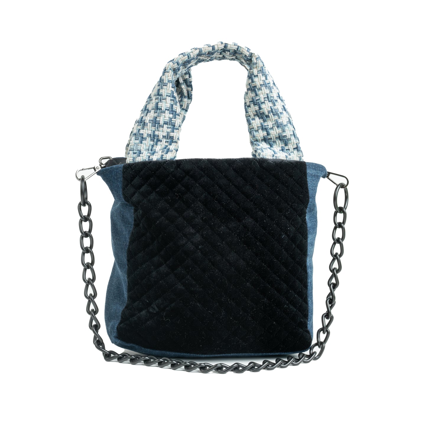 Small Tote Crossbody (Blue Velvet LV Monogram & Quilted Black Fleece)