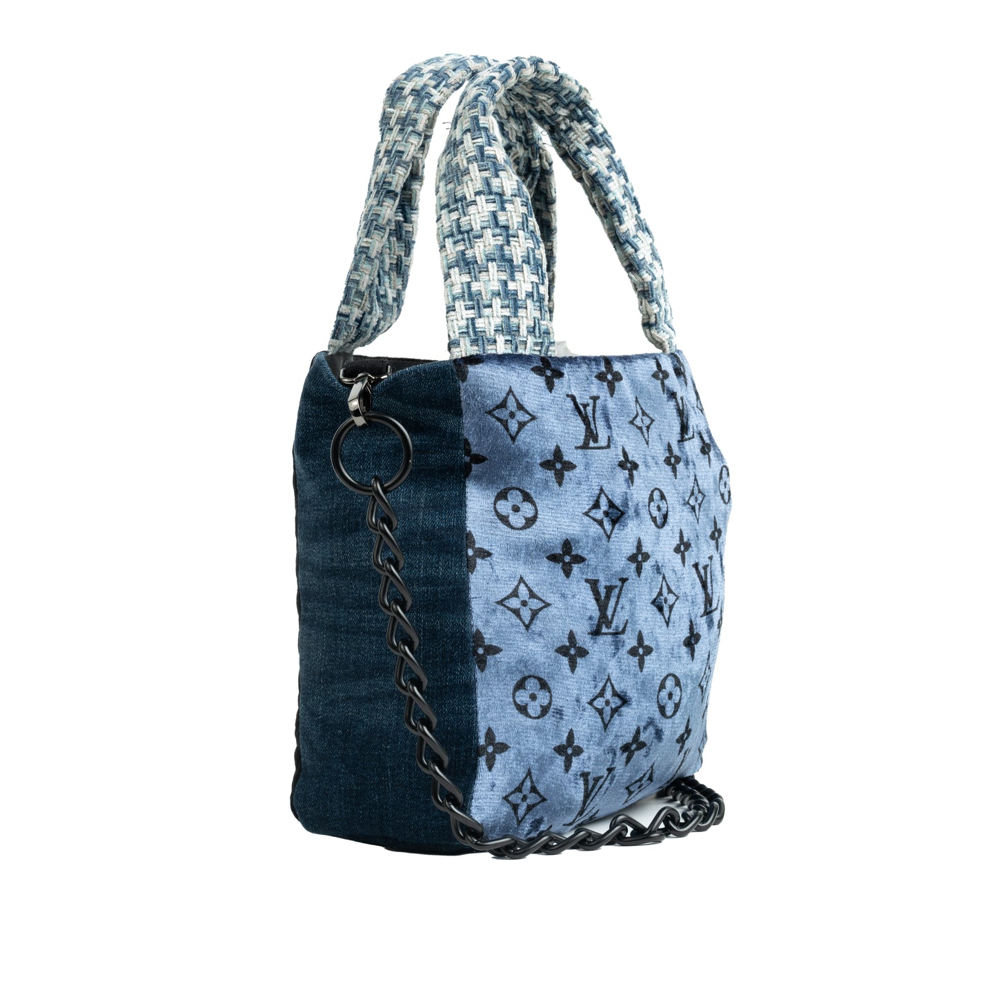 Small Tote Crossbody (Blue Velvet LV Monogram & Quilted Black Fleece)