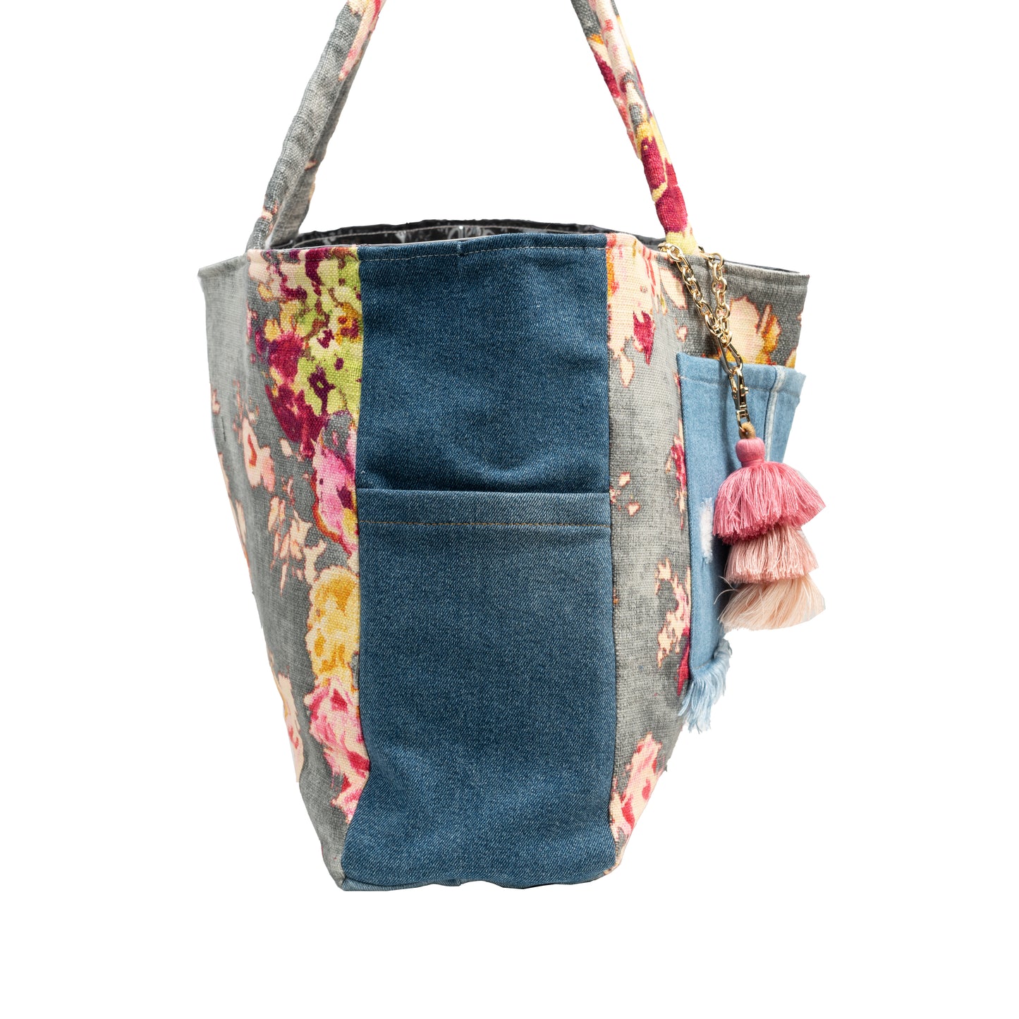 Large Tote (Abstract Floral & Denim)