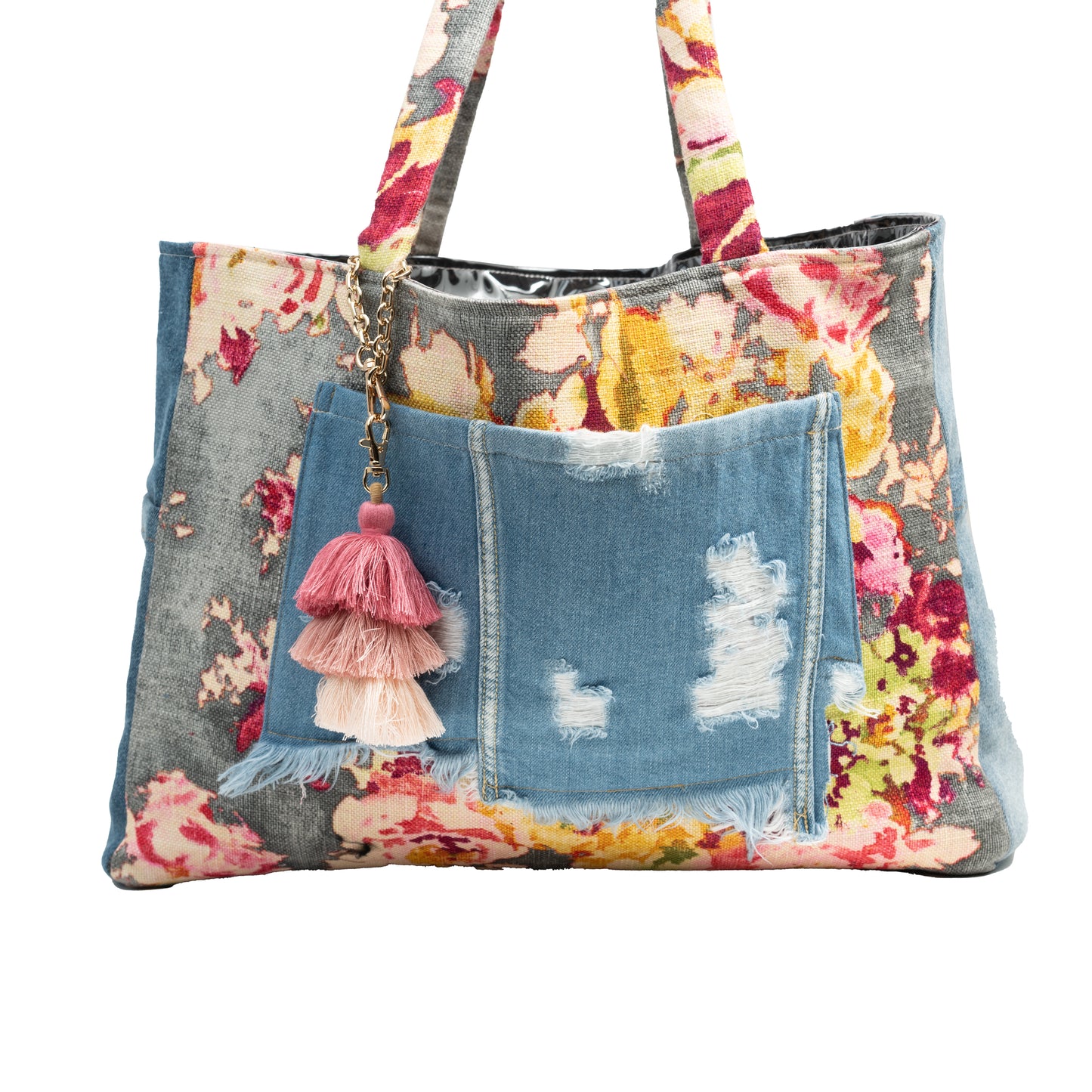 Large Tote (Abstract Floral & Denim)