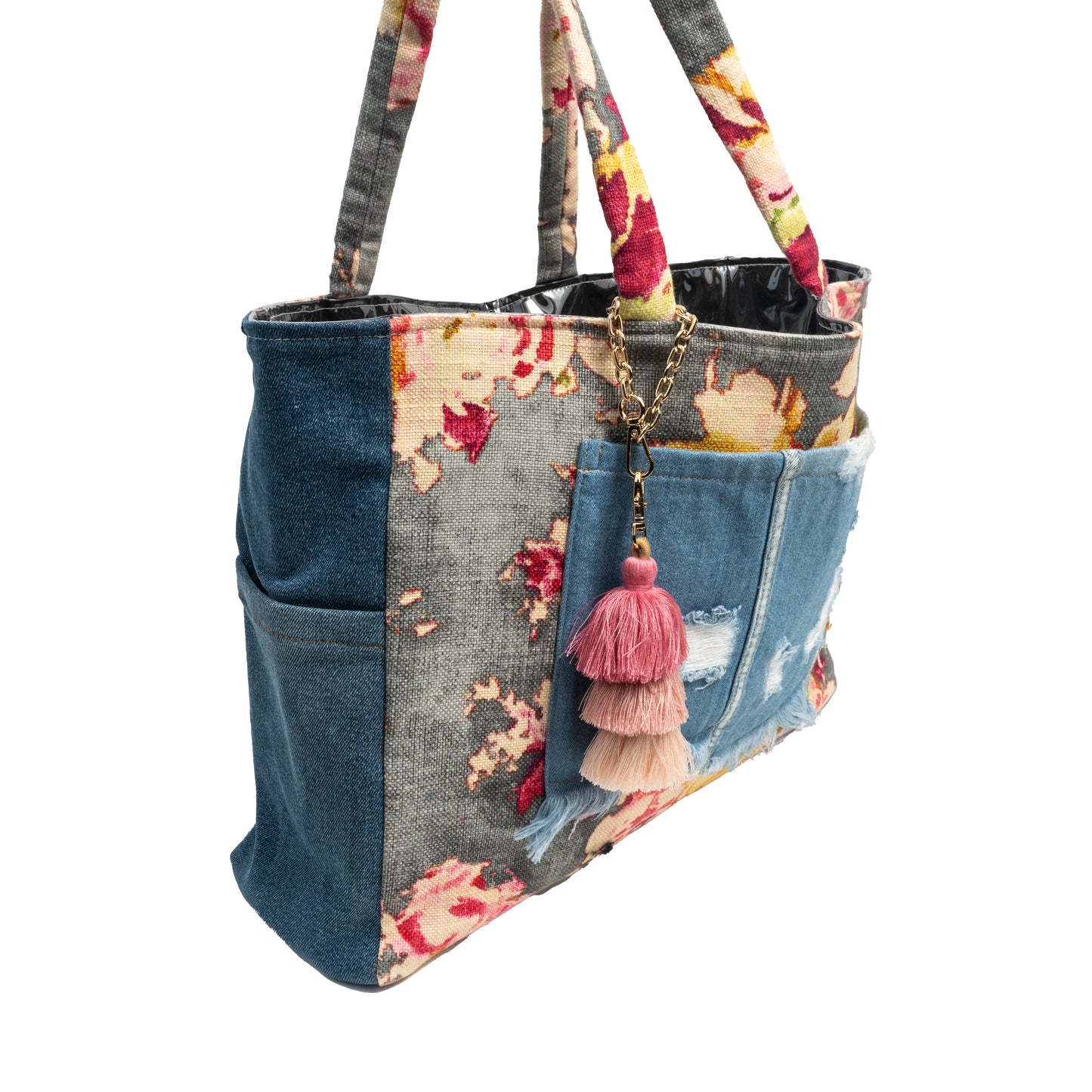 Large Tote (Abstract Floral & Denim)