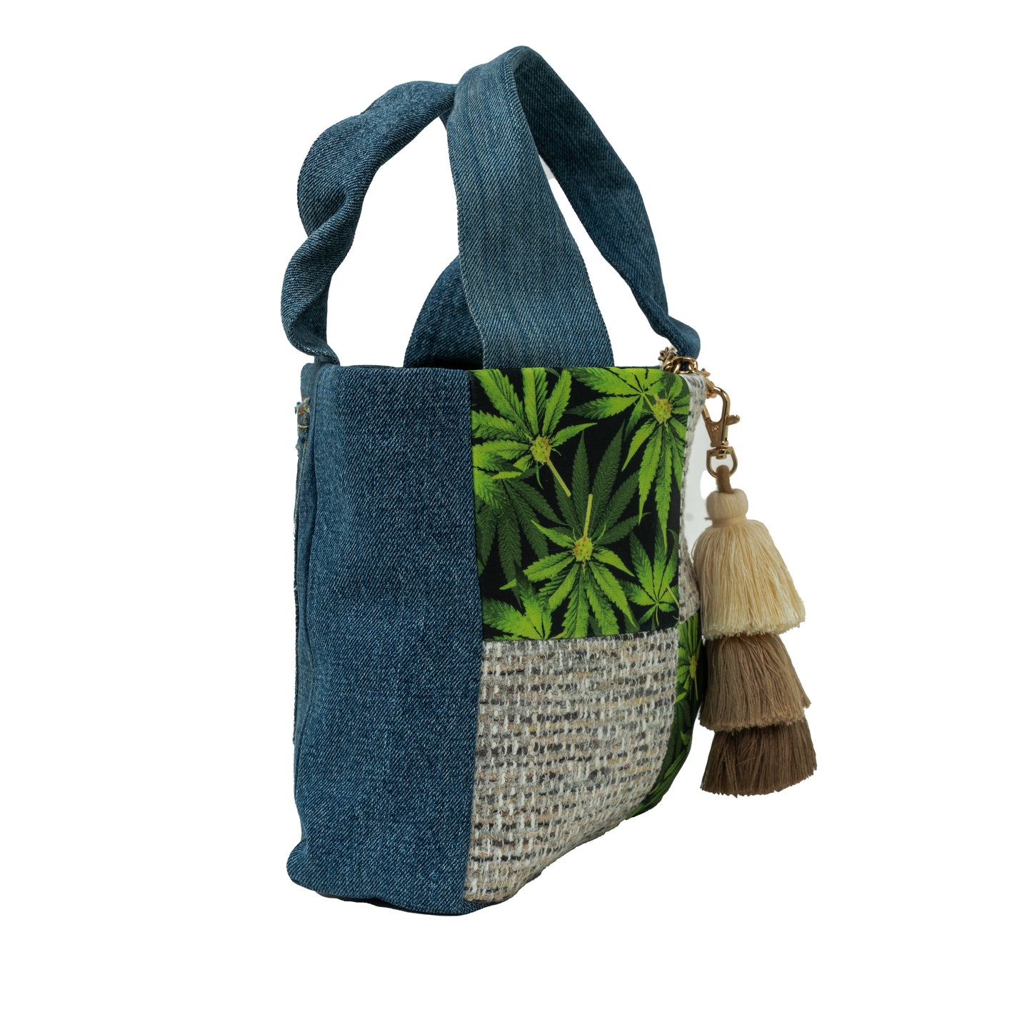 Small Tote Crossbody (Hemp & Distressed Denim)