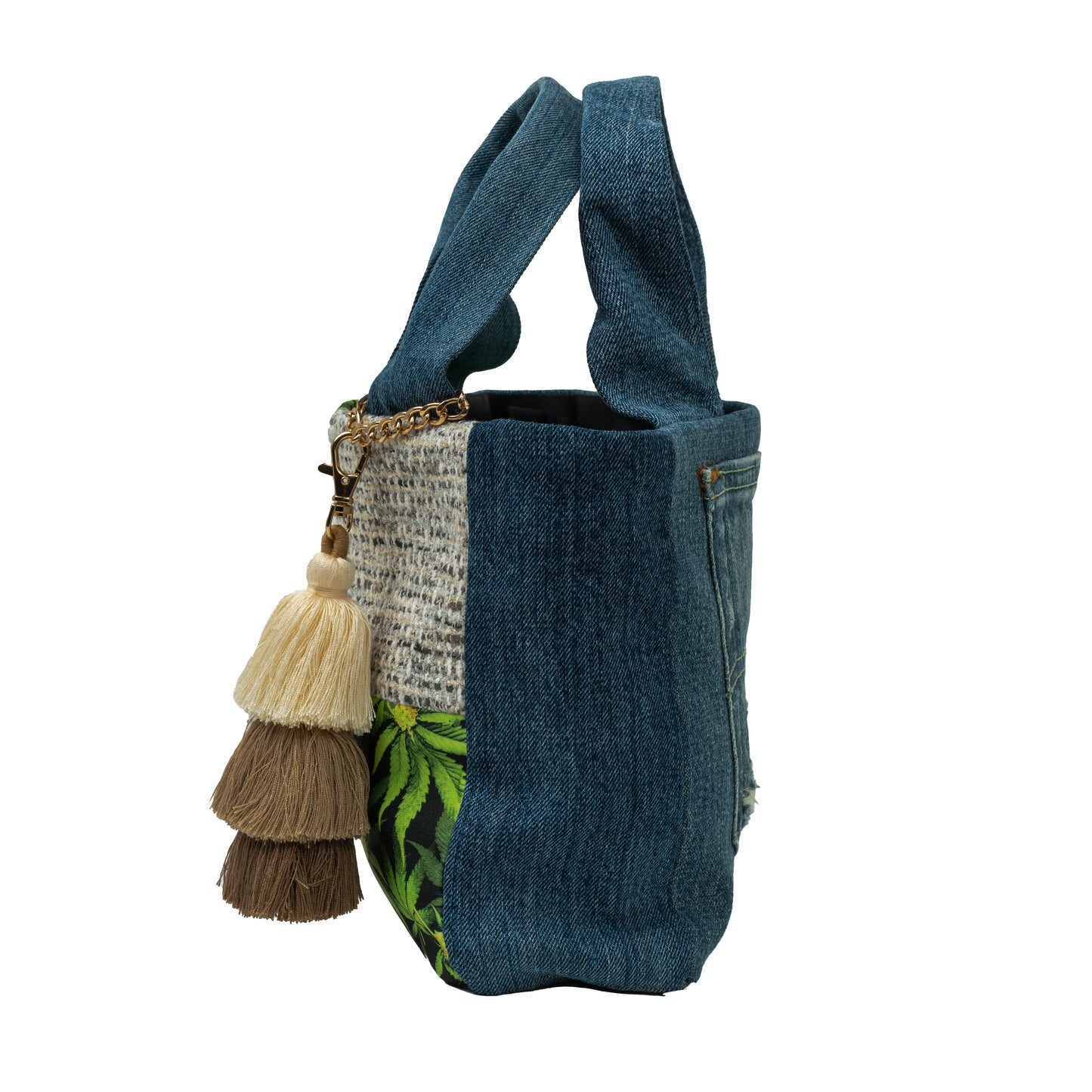 Small Tote Crossbody (Hemp & Distressed Denim)