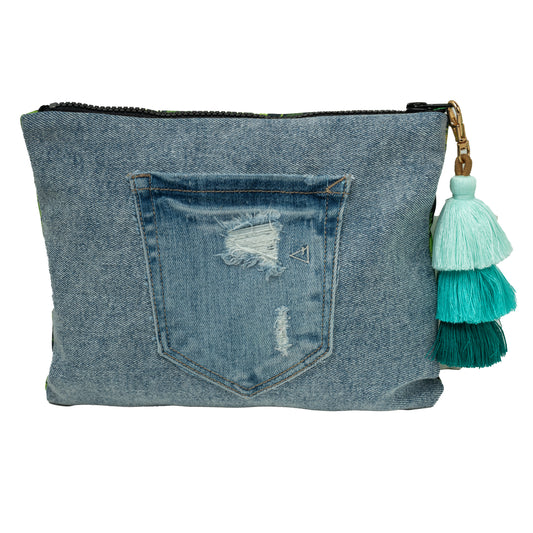 Medium Clutch (Hemp & Distressed Denim)