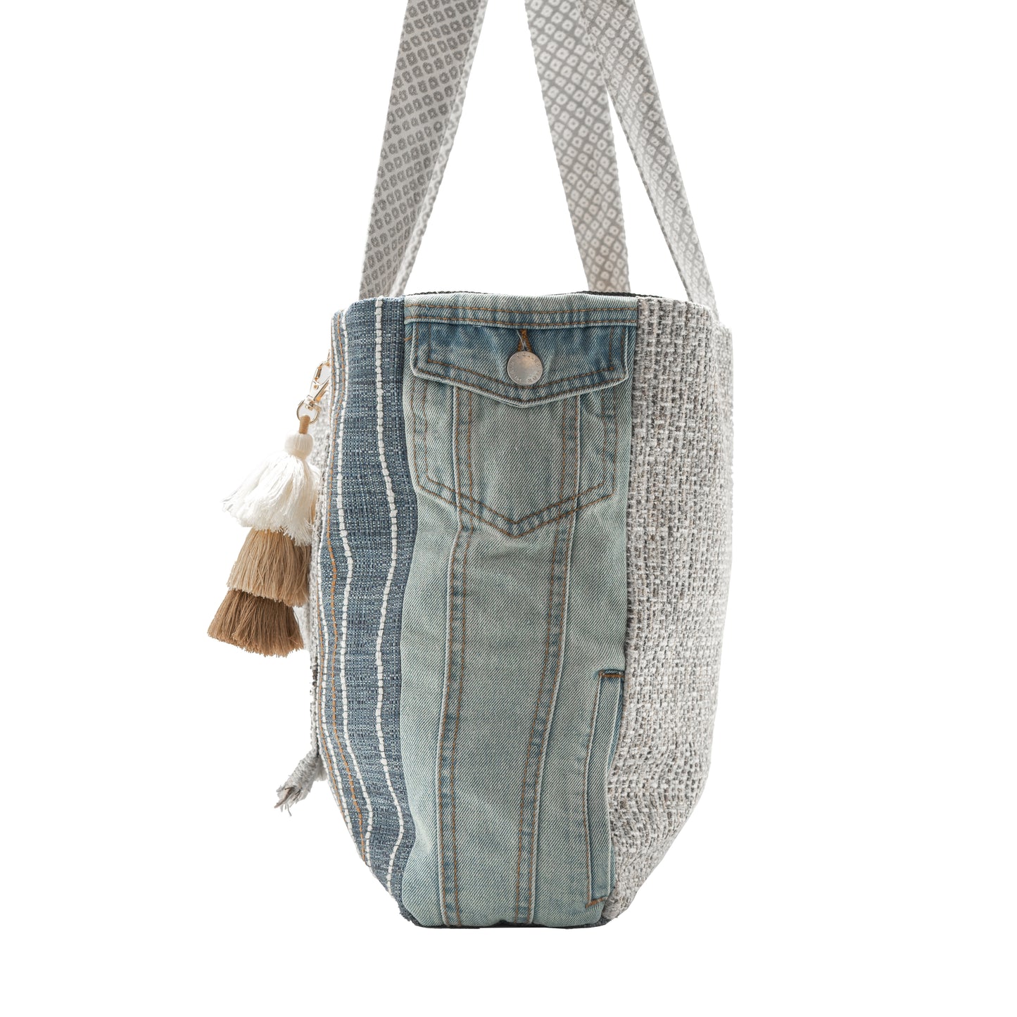 Large Tote (Earthy Basket Weave & Classic Denim)